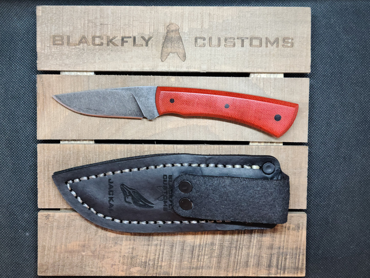 Jackal with Red Fire Micarta (Available for Order)